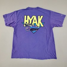 Vtg 90s TShirt Hanes Beefy Sz XL Purple Neon HYAK RAFTING Single Stitch USA Made