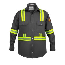 Flame Resistant FR High Visibility Hi Vis Shirt - 88 C/12 N - 7oz Medium, Dar