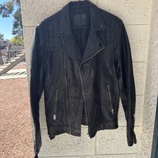 all saints leather biker jacket mens medium