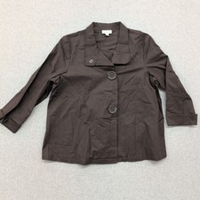 Coldwater Creek Womens XL Brown Button Front Jacket 3/4 Sleeve Cotton Blend
