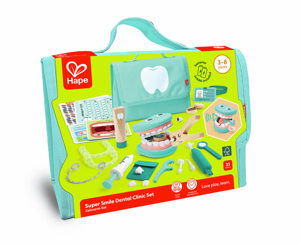 Hape Little Dentist Playset Role Play Pretend Play Toy for Ages 3 & Up