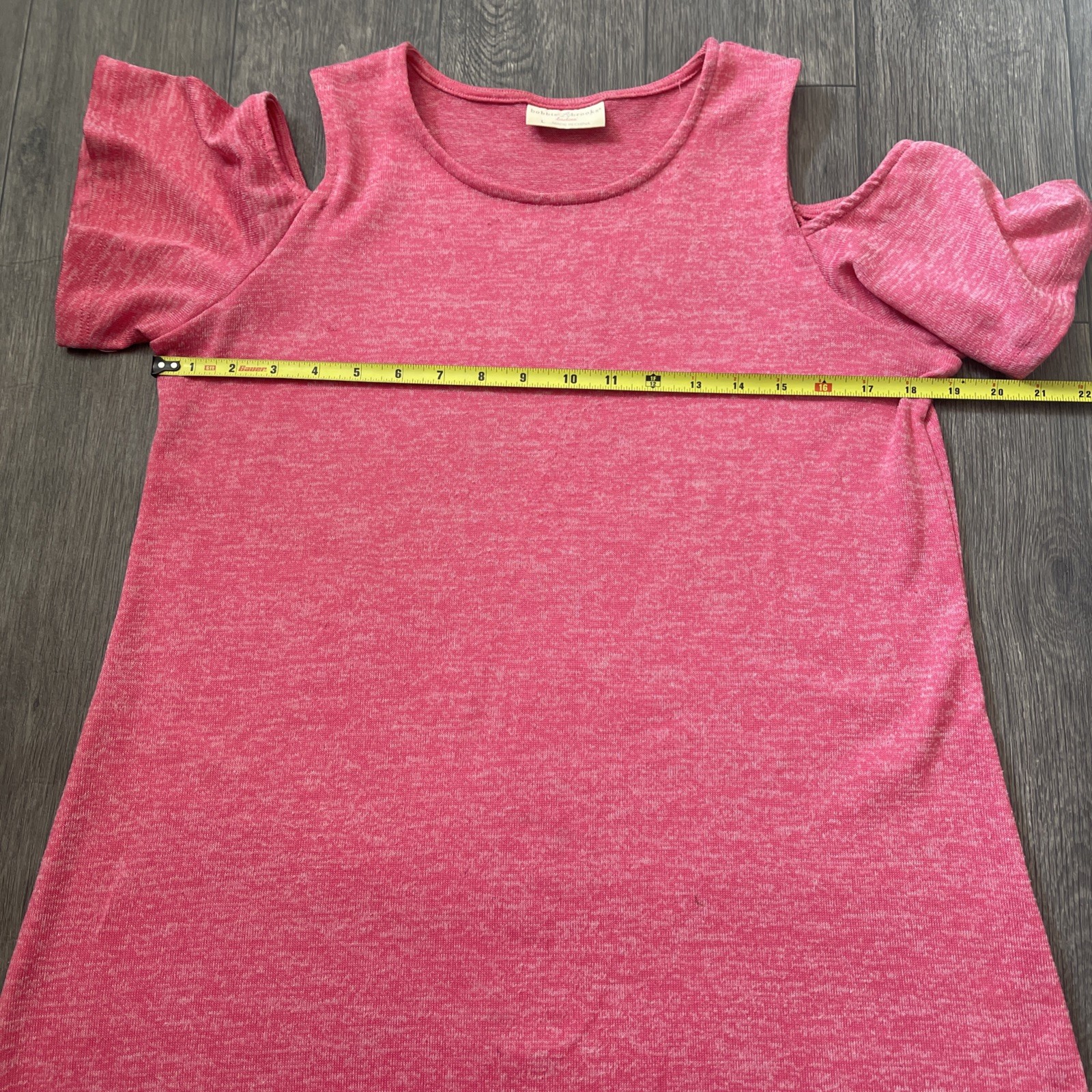 Bobbie Brooks Dress Size Large Cold Shoulder Rayon Blend Pink Short Sleeve thumbnail 5