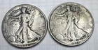 1929 S, & 1937 P * 2 SILVER LIBERTY WALKING HALF DOLLARS * As Seen *USA $5. SHIP