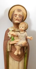 ST. JOSEPH & CHRIST CHILD STATUE -Italy-Religious Vtg-PROVIDER Saint