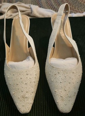 Castamere Women's Slingback Kitten Heels  2.4'' Heels White Size 10