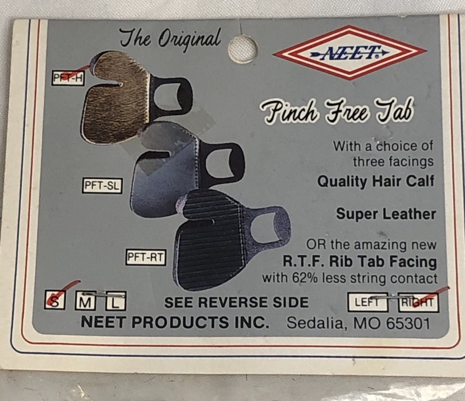 Neet Archery Calf Hair Shooting Finger Tab Bow Pinch Free Small RH Right Vintage - Image 3 of 4