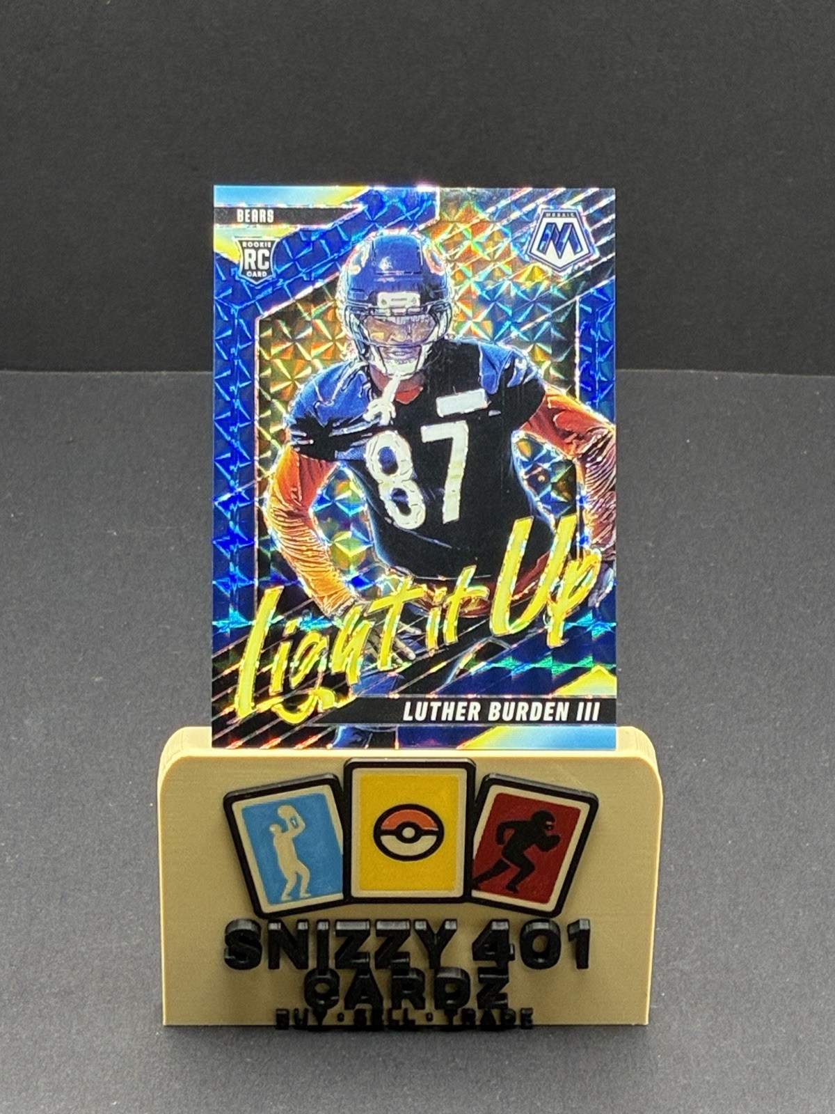 2025 Panini Mosaic Luther Burden Rookie Blue Mosaic Prizm Light It Up /99
