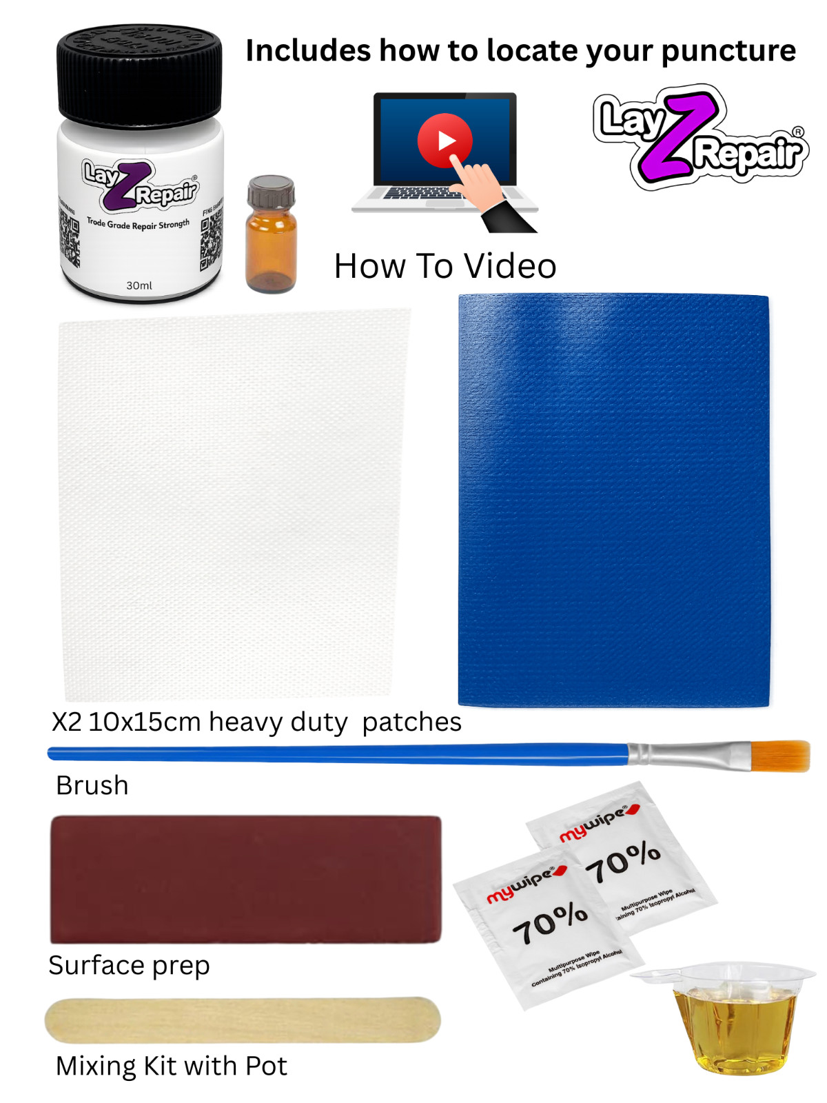 Kit de reparación de pinchazos Lay-Z-Spa Monaco vinilo PVC de alta resistencia | LayZRepair®