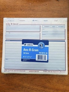 ANS-R-Gram 3-Part Carbonless 8.5"L x 7.4"W 50 Forms Factory Sealed Unused
