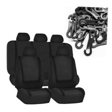 Car Seat Covers Full Set, Breathable Non-Slip Vehicle Front Rear Seat Black
