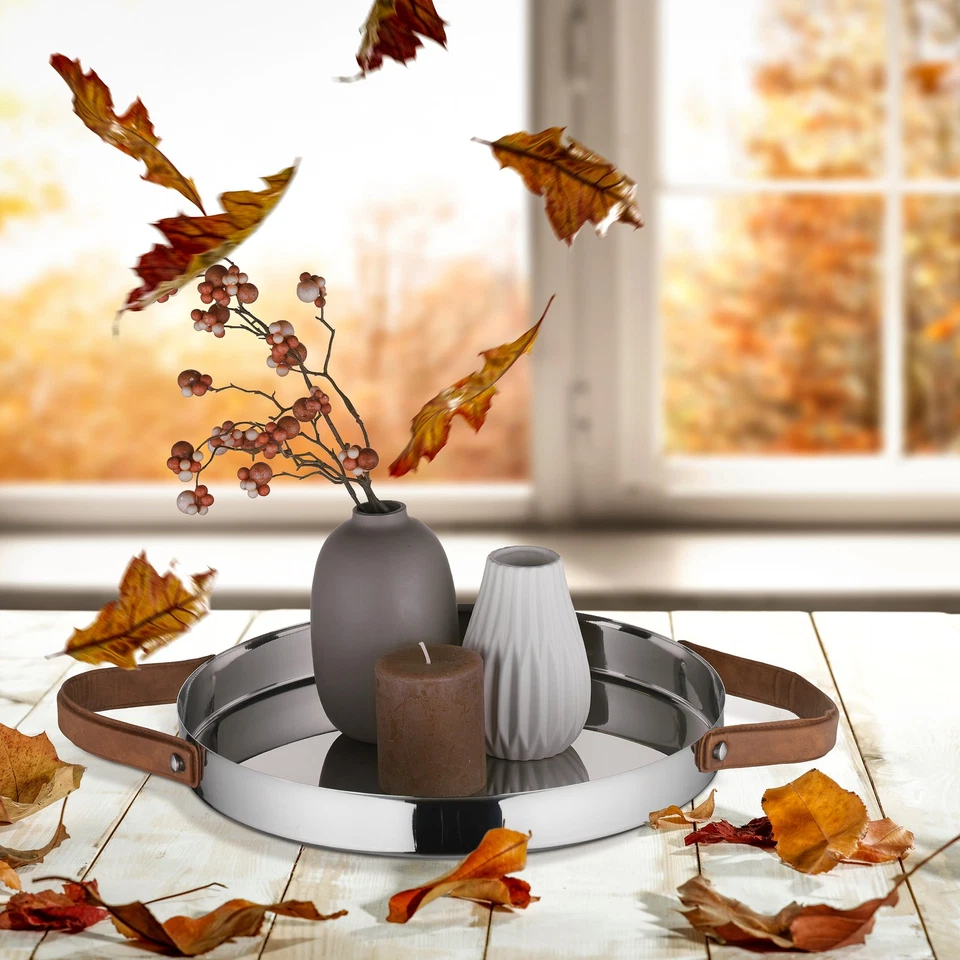 Serviertablett Essenstablett Servierteller Edelstahltablett Dekotablett rund  - Bild 2 von 4