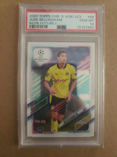 2020-21 Topps Chrome X Aoki Ucl Jude Bellingham Neon Futures I/299 Rc #68 Psa 10