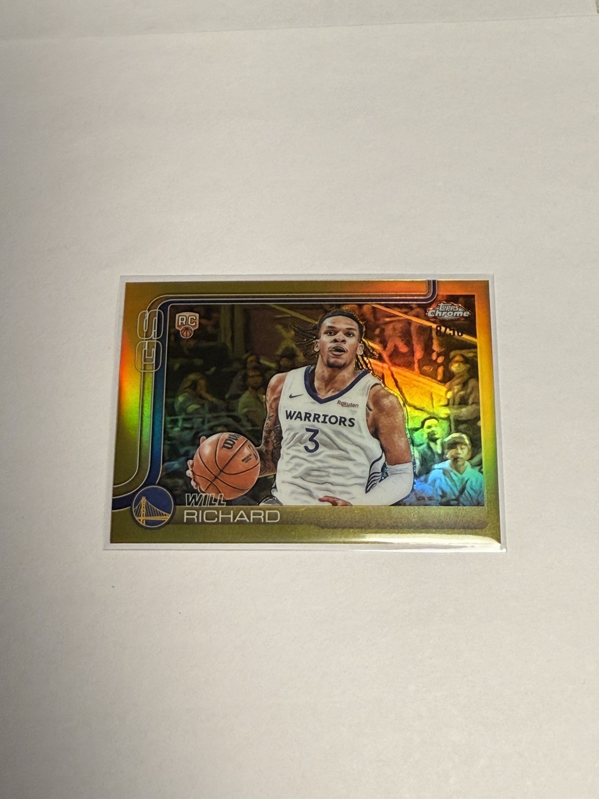 Will Richard 2025 Topps Chrome True Gold Refractor RC Rookie 10/50 Warriors 287