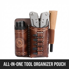 Tourbon Leather EDC Multitool Carry Sheath Flashlight Screwdriver Belt Pouch Bag