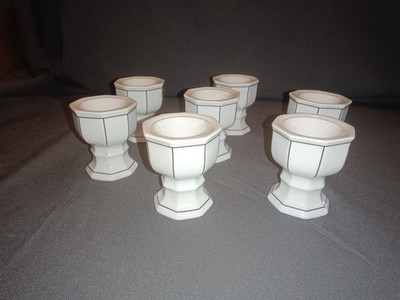 7 Eierbecher Leonardo San Marco Gallo Villeroy& Boch Weiß Schwarze Streifen