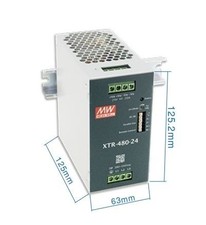 MEAN WELL three phase industrial DIN rail power supply 24V 20A 480W, PFC