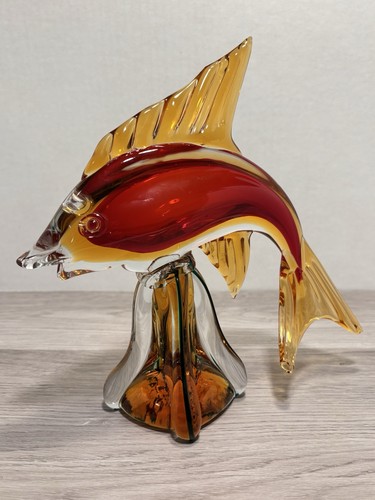 MURANO STYLE ART GLASS SOMMERSO FISH SCULPTURE FIGURINE ITALIAN VENETIAN ITALY