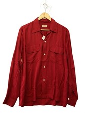 ARROW Long Sleeve Shirt 50s Gabardine K 15.5 Rayon Red Plain Used