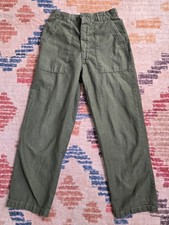 Vintage OG 107 Fatigue Trousers Pants Army Green Sateen. 1969. 27x29. Zipper