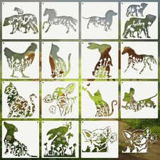 Animal Flower Stencils for Crafts Reusable 15Pcs Stencils 5.9X5.9 Inch