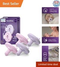 Gentle Soothie Pacifiers for Newborns 0-3 , Medical Grade Silicone, 4 Pack