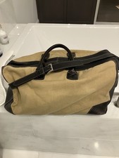 Bobby Jones Duffle Bag Tan canvas Brown Leather Trim  Golf Travel  Great Shape
