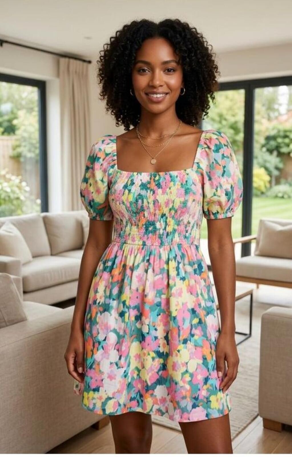 GAP XL Floral Puff Sleeve Dress