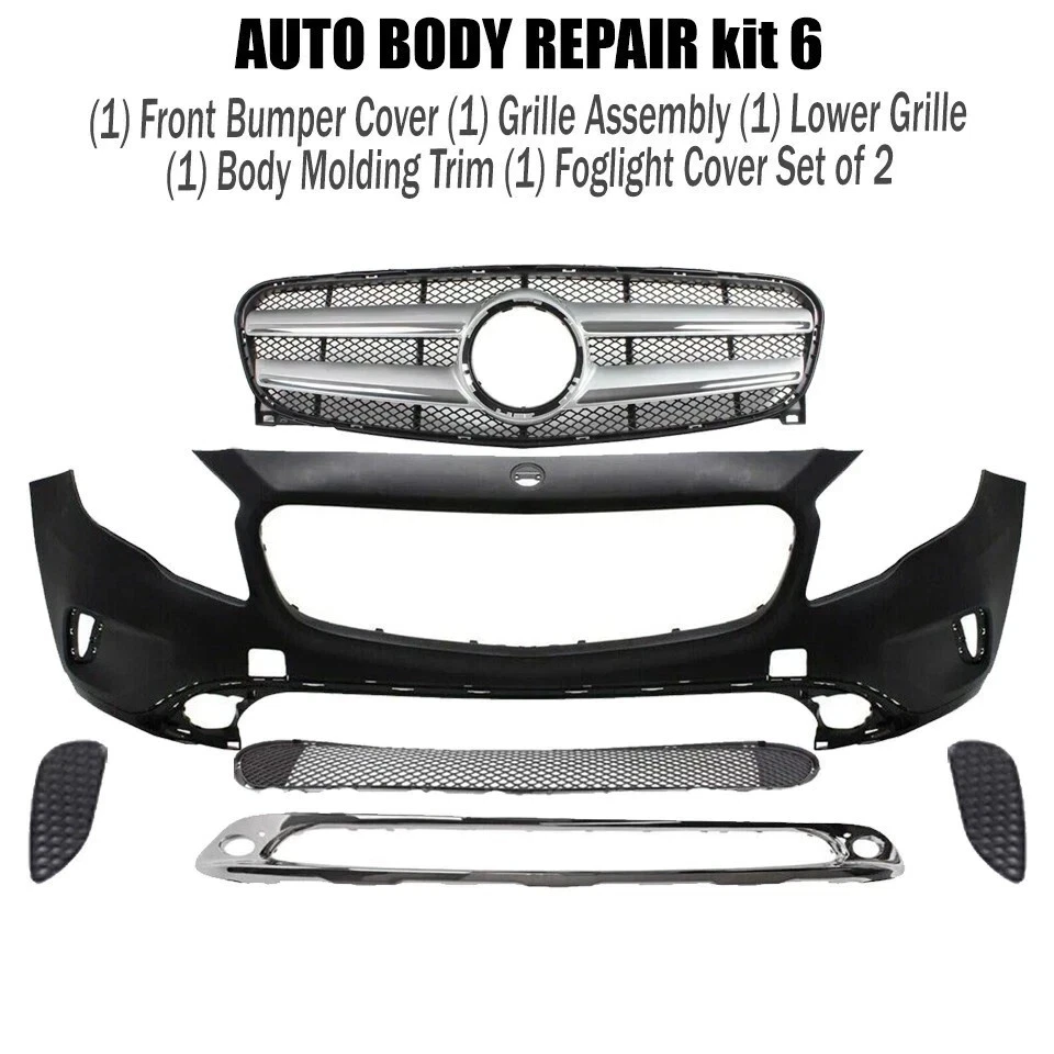 Tampa do para-choque dianteiro fáscia e conjunto de grade para 2015-2017 Mercedes Benz GLA250 - Imagem 2 de 4