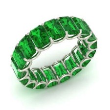 7.50 Ct Emerald Natural Emerald Diamond Wedding Ring 14K White Gold Size 7