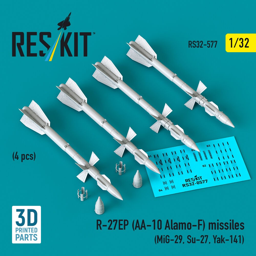 ResKit RS32-0577 1:32 R-27EP (AA-10 Alamo-F) Missiles Set (4 pcs) Kit