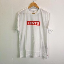 Image of levis womens t-shirt white short sleeve round neck large logo size small free pp
