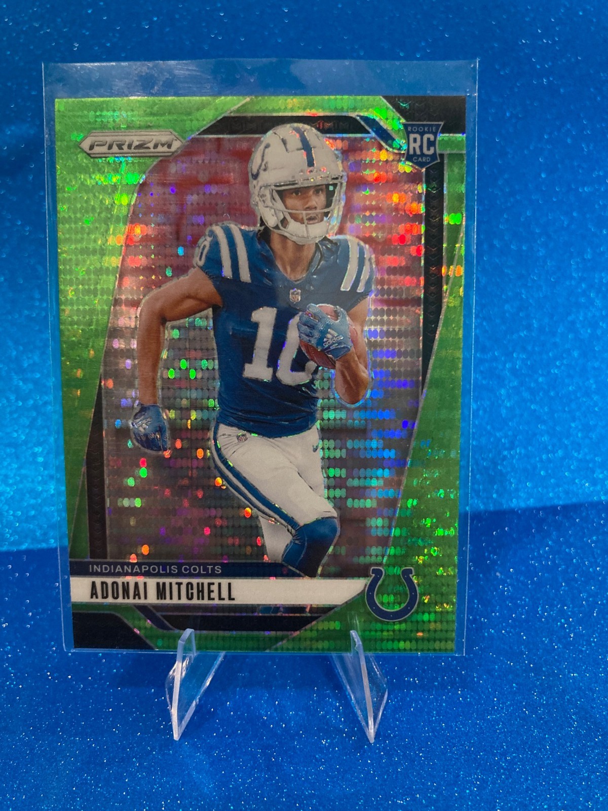 2024 Panini Prizm - Rookies Adonai Mitchell #303 Neon Green Pulsar Prizm (RC)