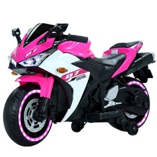 12V Kids toy Electric motorcycle w/ Training Wheels manual throttle Light wheels