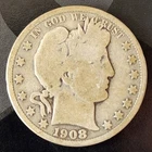 1908-O Barber Half Dollar 90% Silver Coin Fifty Cent 50c FREE SHIP New Orleans