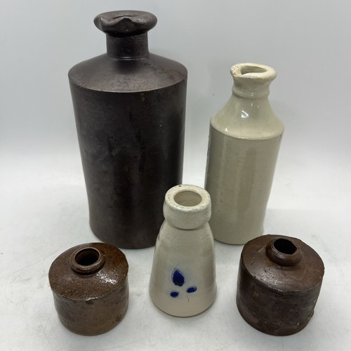 Lot of 5 Antique vintage stoneware ink bottles