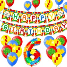 6th Birthday Decoration Building Blocks Themed Party Decorations Building Blo...