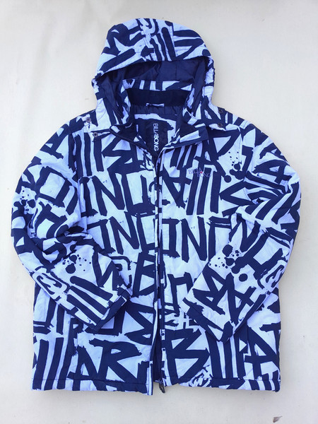 Chaqueta acolchada con capucha Billabong Graffiti para hombre pequeña negra blanca skate surf