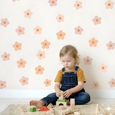 Boho Blush Pink Daisy Flowers Decals Stickers for Kids Transform Your Toddlers