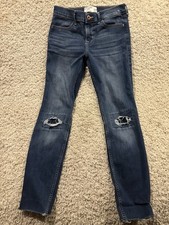 Abercrombie Fitch Jeans Girls 13/14 Skinny Distressed Blue Preppy