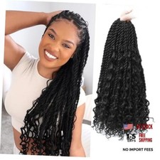Senegalese Twist Crochet Hair with Curly Ends For Black Women - 16 8Packs 1B
