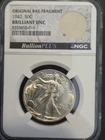 1942 Walking Liberty Half Dollar 50c Original Bag Fragment NGC Brilliant UNC