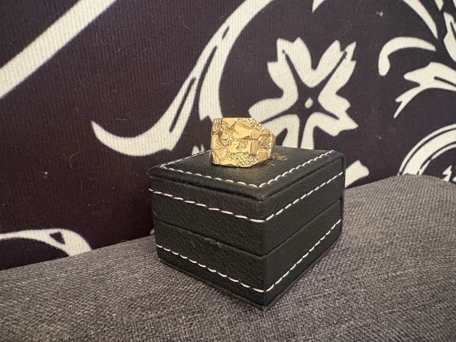 Men’s 10K Gold Nugget Ring Textured Vintage Style Yellow Gold Size 8.5