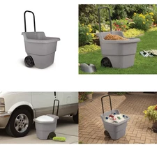 2 Cu Ft Garden Cart Portable Plastic Yard Dump Wagon 150Lb Capacity Muti Purpose