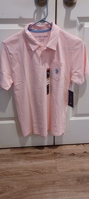 U. s Polo Boy Pink Collar Short Sleeve Shirt Size 14-16 NWT