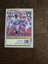 1991 Milwaukee Brewers Police Gary Sheffield Sun Prairie PD
