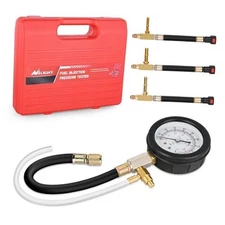  Fuel Pressure Gauge Tester Kit with Quick Connected Hose, 0-100 PSI Basic A