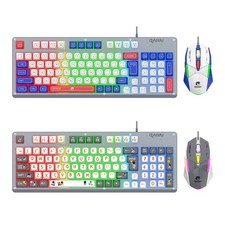 Wired Gaming Keyboard  Mouse Combo, Compact 94-Key RGB Backlit, Adjustable DPI