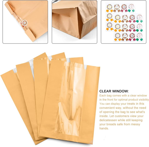 Paper Bread Bags, 50 PCS Large Kraft Paper Bread Storage Bags, Paper Bakery Bag - Picture 5 of 7
