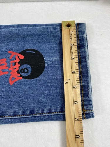 Dope Jeans Herren 38 Destroyed Skull Goth Spider Web Button Fly Denim Stretch - Bild 10 von 17