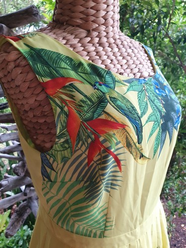 Oasis Tropical Resort Parrot Jungle Print Sleeveless Back Tie Dress Size 16 - Picture 3 of 9